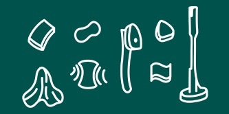 Ikon alat pembersih (sikat, spons, penggosok, kain pembersih)
